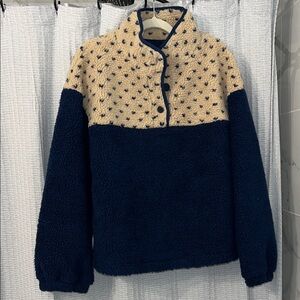 Cider Navy and Cream Teddy Jacket